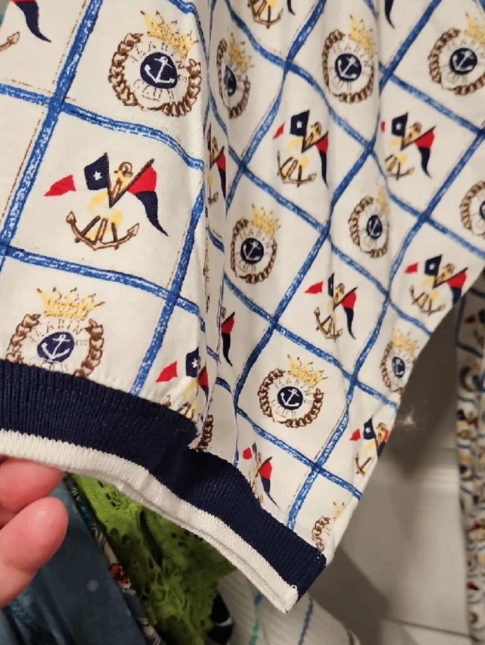 Duck Head White Polo with Navy Collar and Yellow Neck Detail - Picture 4 of 5